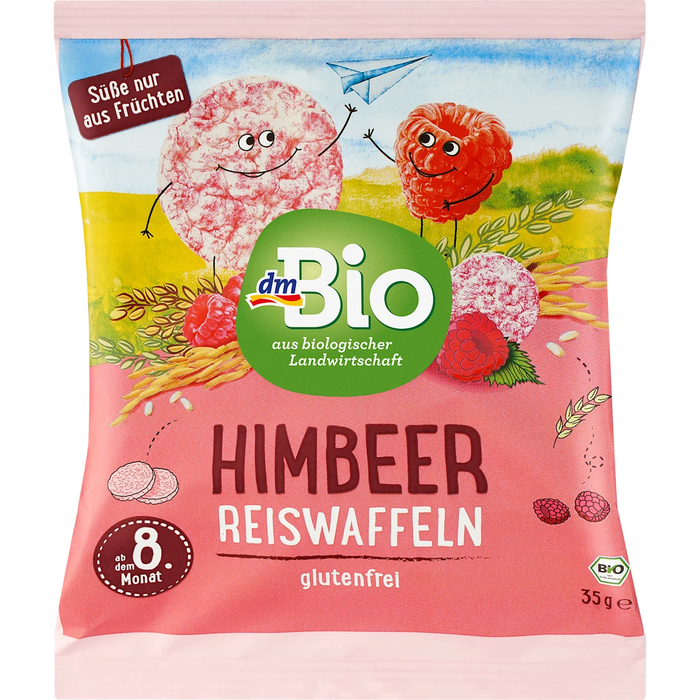 dmBio Babysnack Reiswaffeln Himbeere, 35 g
