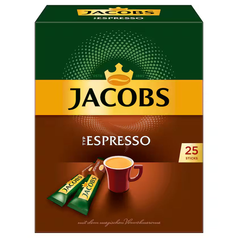 Jacobs löslicher Kaffee Espresso, 25 Instant Kaffee Sticks