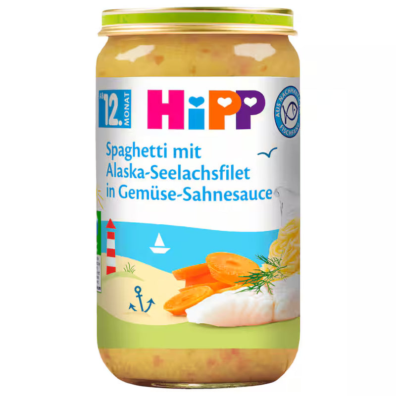 Hipp Bio Spaghetti mit Alaska-Seelachsfilet in Gemüse-Sahnesauce 250g