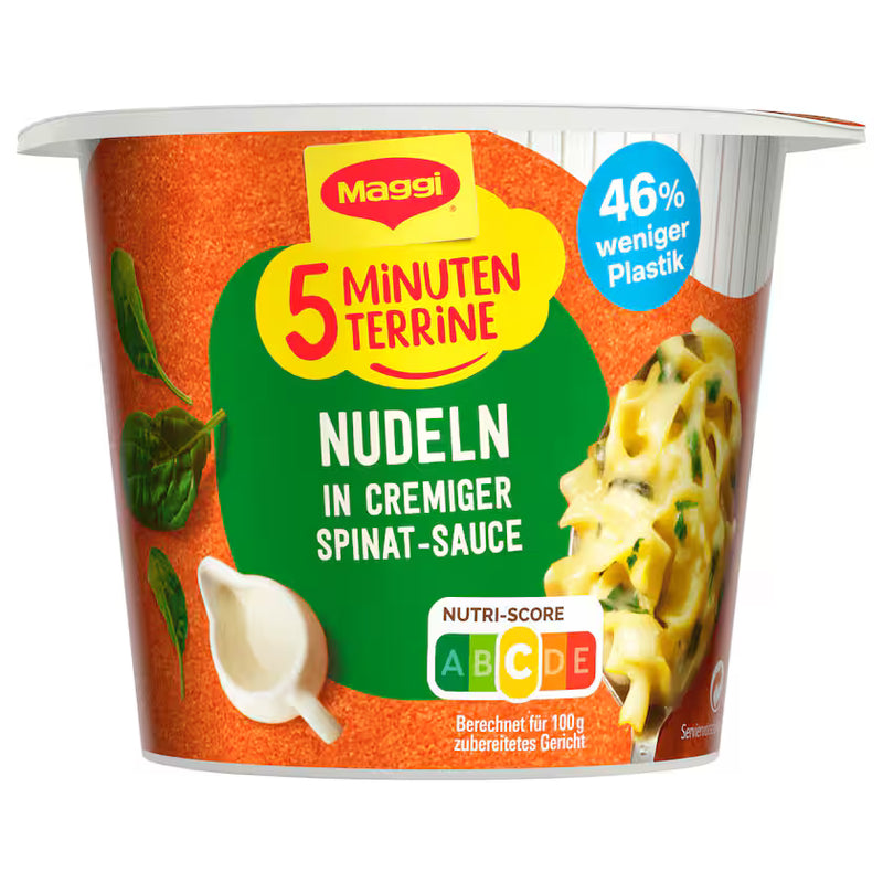 Maggi 5 Minuten Terrine Nudeln in Spinat-Rahm-Sauce 50g