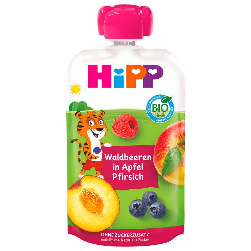 Hipp Hippis Thilo Tiger Bio Waldbeeren in Apfel-Pfirsich 100g