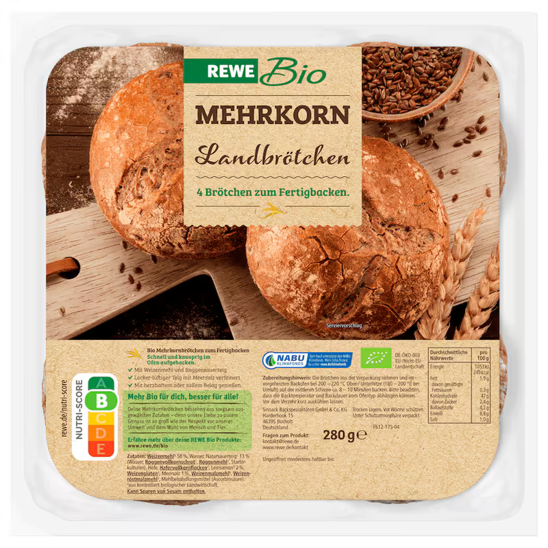 REWE Bio Mehrkorn Landbrötchen 300g