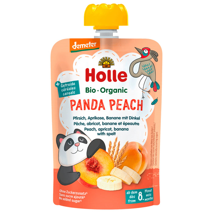 Holle Panda Peach Bio Pfirsich, Aprikose & Banane mit Dinkel 100g