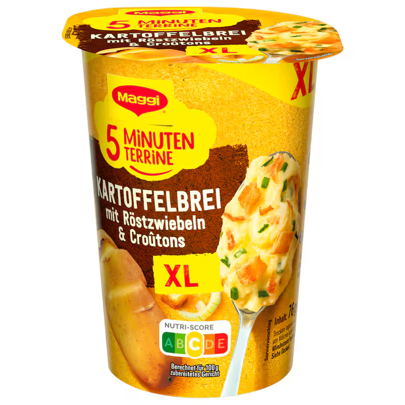 Maggi 5 Minuten Terrine Kartoffelbrei mit Röstzwiebeln & Croutons XL 76g
