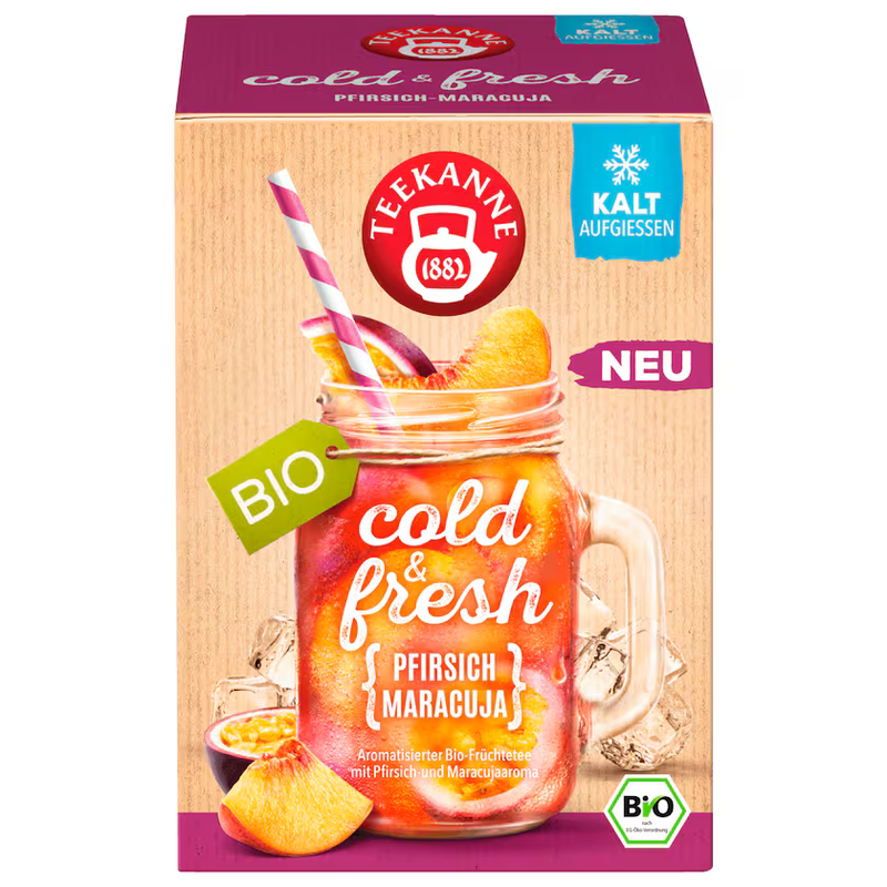 Teekanne Bio cold & fresh Pfirsich Maracuja 45g, 15 Beutel