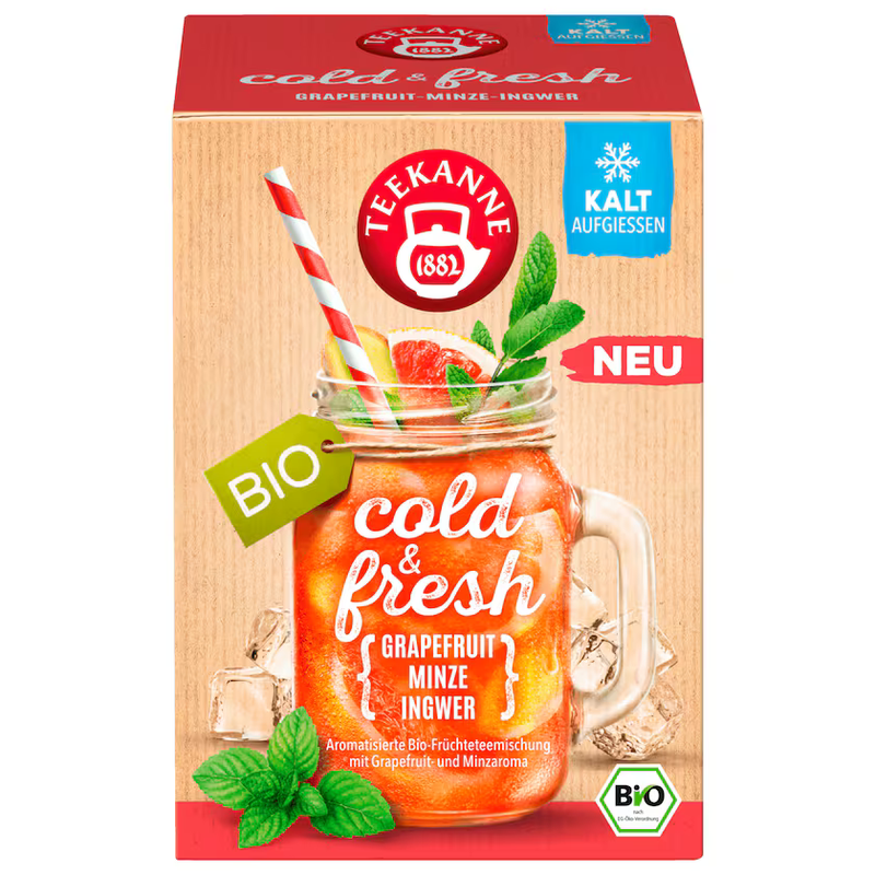 Teekanne Bio cold & fresh Grapefruit Minze Ingwer 41,25g, 15 Beutel