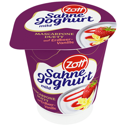 Zott Mascarpone Duett Strawberry & Vanilla Yoghurt 140g
