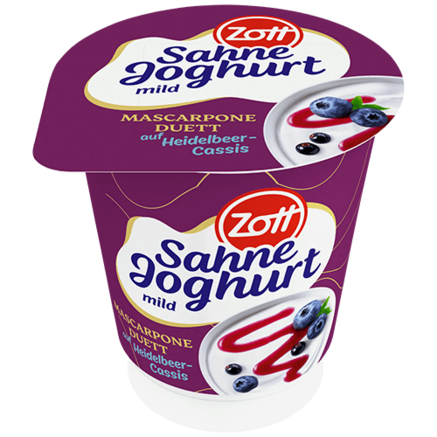 Zott Mascarpone Duett Blueberry & Blackcurrant Yoghurt 140g