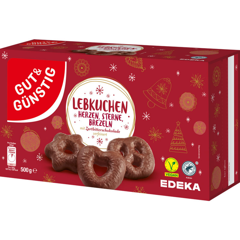 Gut & Günstig Herzen, Sterne & Brezeln Zartbitter 500g