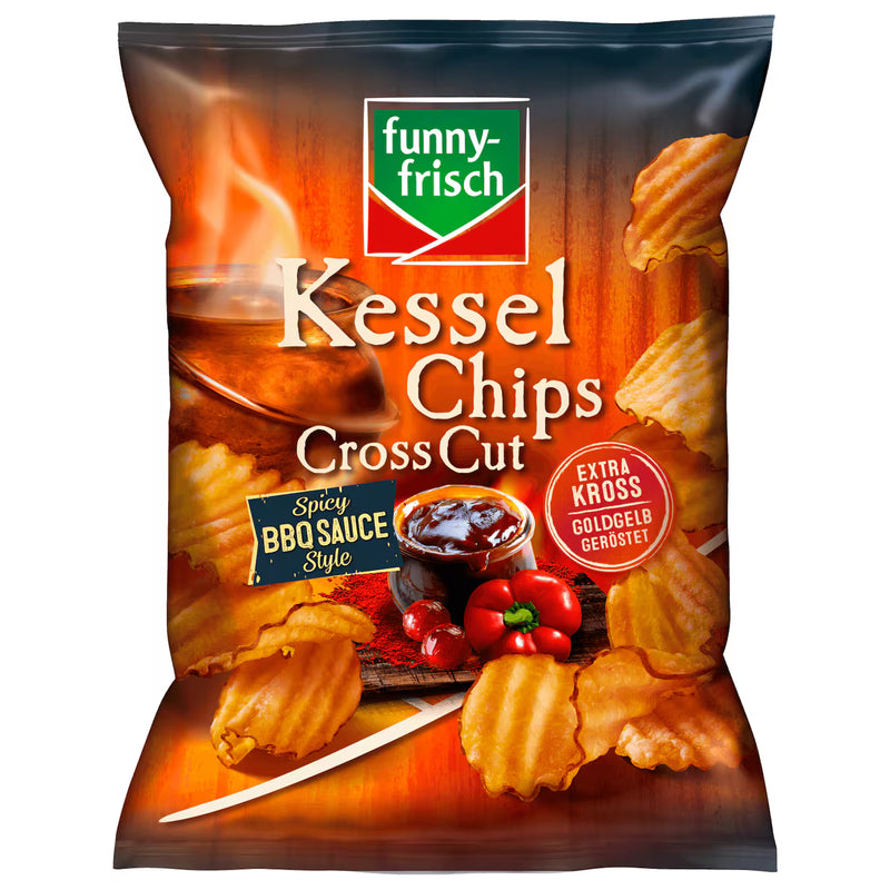 Funny-frisch Kessel Chips CrossCut Spicy BBQ Sauce 120g