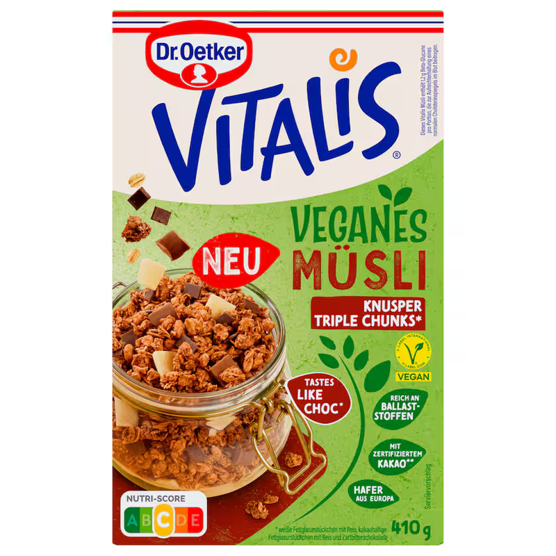 Dr. Oetker Vitalis Müsli Knusper Triple Chunks vegan 410g