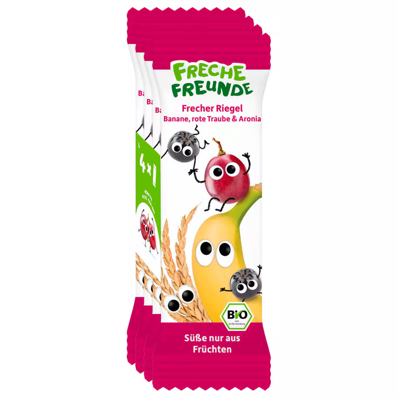 Freche Freund Bio Riegel mit Banane, Rote Traube & Aronia 4x23g