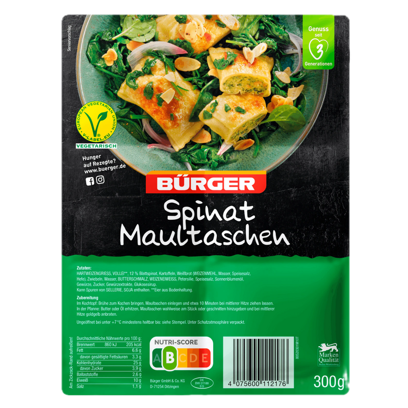 Bürger Spinat Maultaschen 300g
