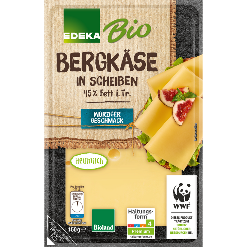 EDEKA Bio Mountain Cheese Slices 45% 150g