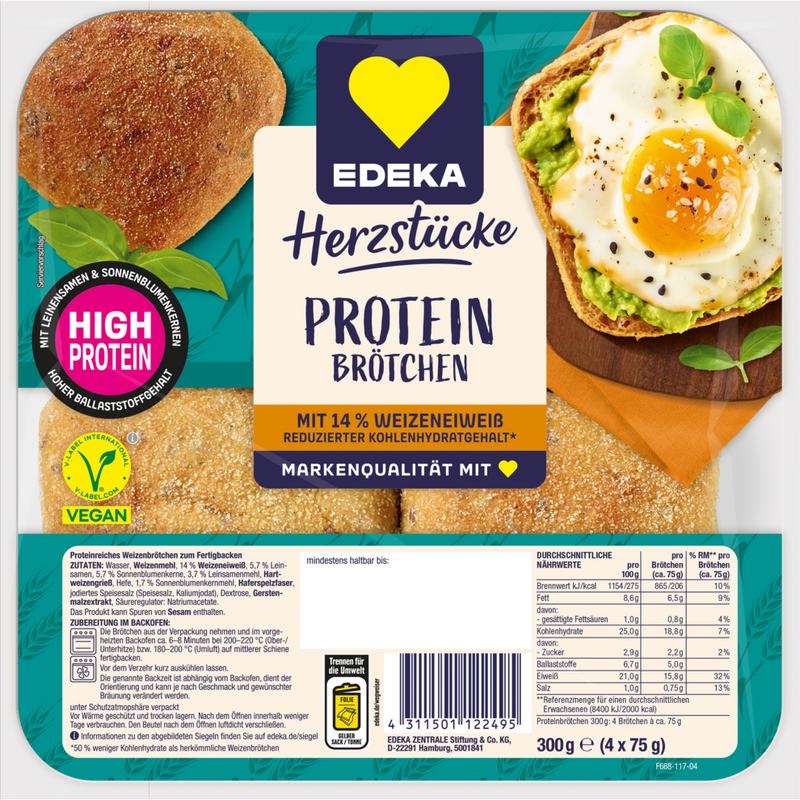 EDEKA Herzstücke Protein Bread Rolls 300g