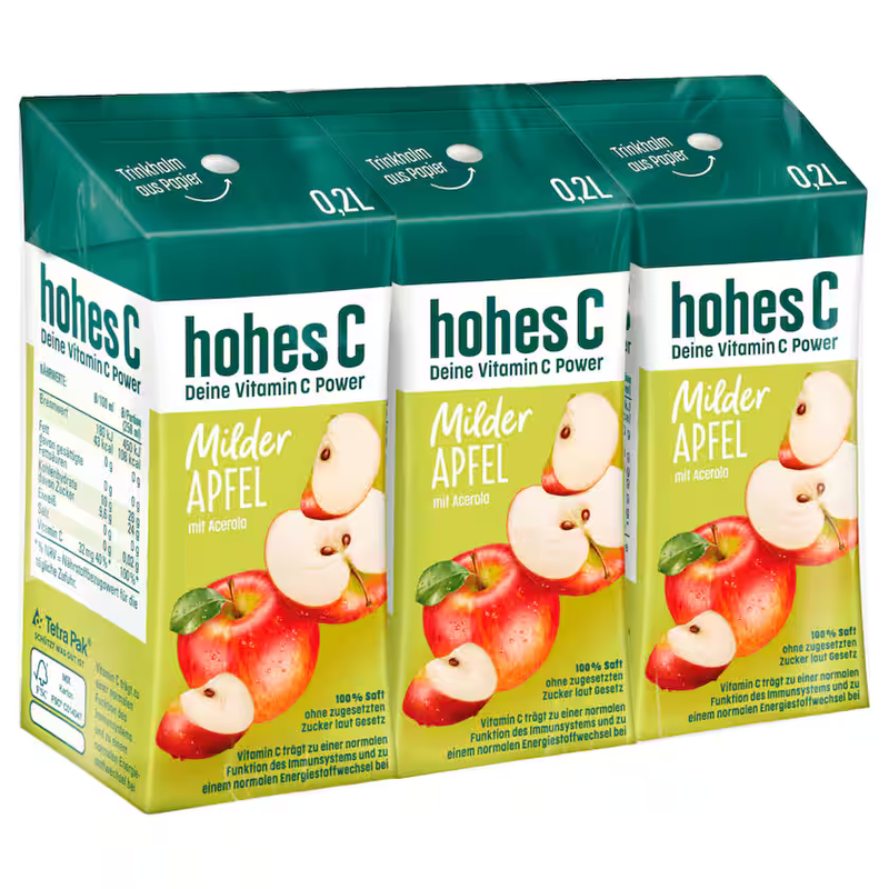 Hohes C Milder Apfel 100% Saft 3x0,2l