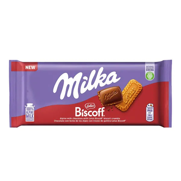 Milka Lotus Biscoff Milk Chocolate Bar 90g