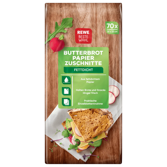 REWE Beste Wahl Butterbrotpapier-Zuschnitte 70 Stück