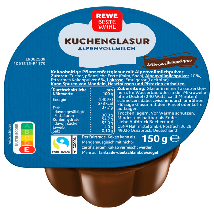 REWE Beste Wahl Kuchenglasur Vollmilch 150g