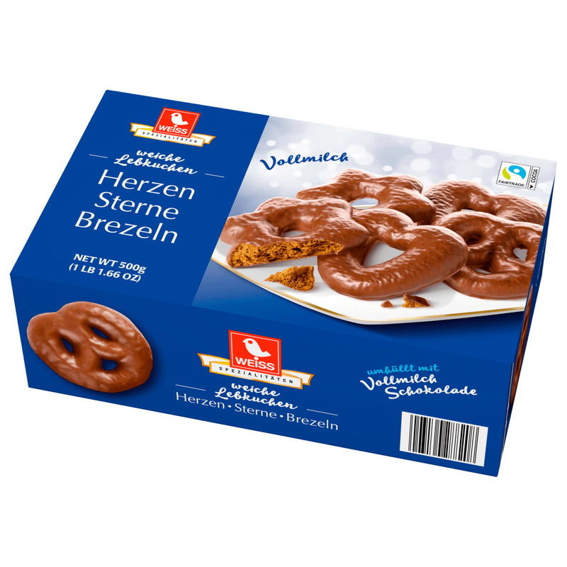 Weiss Lebkuchen Herzen Sterne Brezeln Vollmilch 500g