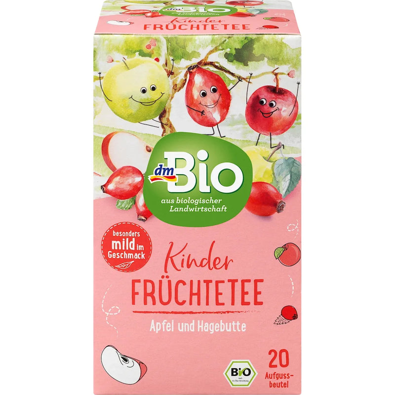 dmBio Kindertee, Früchte mit Apfel & Hagebutte
