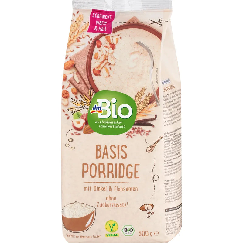 dmBio Porridge, Basis mit Dinkel & Flohsamen, 500 g