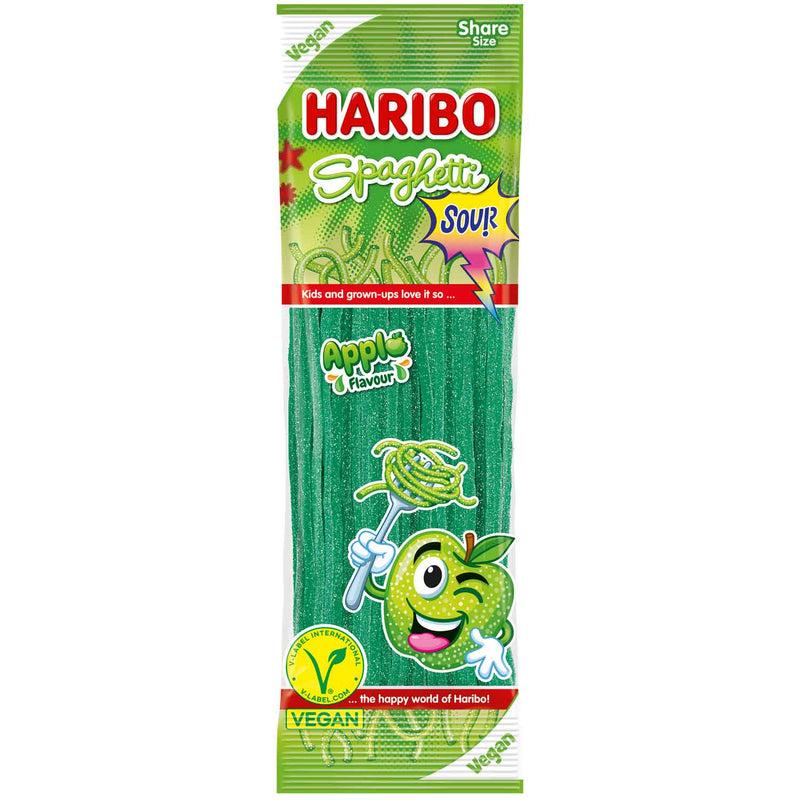 HARIBO Spaghetti Sour Apple Vegan Fruit Gummies 200g