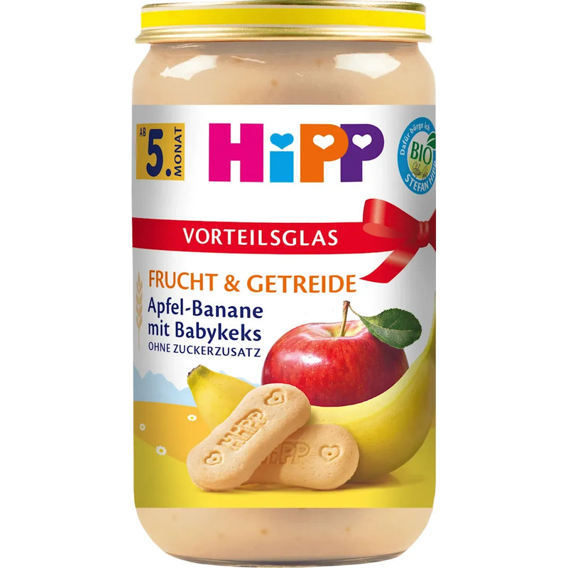 HiPP Frucht & Getreide Apfel-Banane mit Babykeks Vorteilsglas ab dem 5. Monat, 250 g