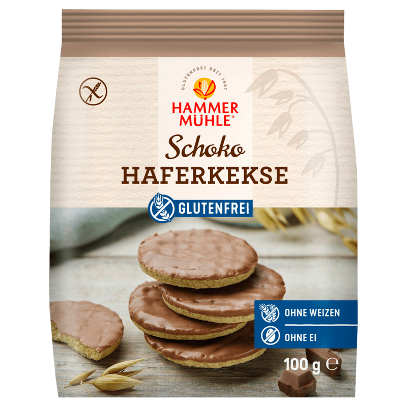Hammermühle Haferkekse mit Vollmilchschokolade Glutenfrei 100g