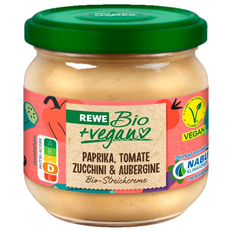 REWE Bio + vegan Streichcreme Paprika, Tomate, Zucchini & Aubergine 180g