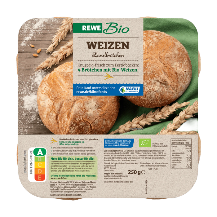 Rewe - Bio Weizenbrötchen 4pcs