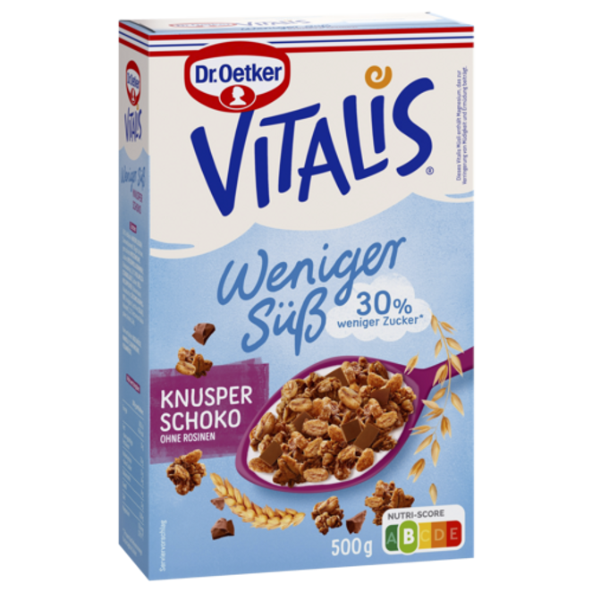 Dr Oetker Vitalis Knusper Schoko - less sugar